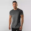 Camiseta masculina de algodão de manga curta, tops lisos, musculação T, corredores musculares, roupas de ginástica masculina, camisa slim fit, camisa fitness