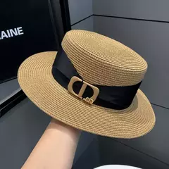 Chapéu de palha feminino casual achatado, chapéu Panamá Beach, chapéu feminino elegante, outing, verão - loja online