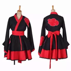 Lolita anime vestido para mulher cosplay traje akatsuki quimono, vestido de empregada uchiha sasuke roupas terno estilos