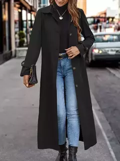 Trench coat de Natal para mulheres, casaco de manga comprida com botões, lapela solta, roupas ao ar livre, moda, outono e inverno, 2024 - comprar online