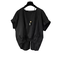 ZANZEA-Blusa de manga curta feminina, tops elegantes, gola em O, camisa monocromática OL, tops casuais femininos, soltos, festa, moda, verão - loja online