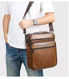 Westal Mensageiro de Couro Genuíno Bag, Laptop sacos para documentos, saco de negócios, Bolsas de ombro masculinas, 13 ", 6173 - loja online