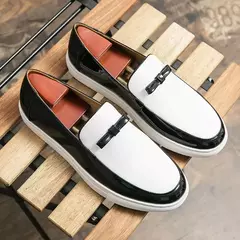 Imagem do Sapatos casuais de couro de verão sapatos de escritório para homens de condução mocassins confortáveis deslizamento em sapatos de moda de festa