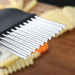 Fatiador de batatas em aço inoxidável, Faca de cozinha, Cortador de massa, Legumes, Fruit Crinkle, Chopper ondulado, French Fry Maker Tools, Gadget - loja online