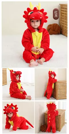 Macacão Dinossauro Vermelho para Bebê Recém-nascido, Criança Cosplay Roupas, Pijama Kigurumi, Bonito Animal Romper, Unicórnio Onesies, Meninos e Meninas - loja online