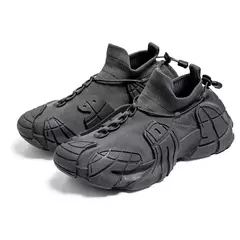 Sapato casual de malha leve masculino, meias respiráveis, tênis antiderrapante, sapato de pai versátil, popular, novo, 2024 - Wolf Magazine