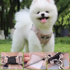 Arnês para cães de náilon colete de malha respirável ajustável conjunto de arnês e trela para cães pequenos gatos coleira reflexiva para animais de estimação para filhote de cachorro - comprar online