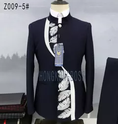 Conjunto de terno de túnica masculino single breasted stand colarinho, blazers, jaqueta, calças, boutique, moda casual, casaco, calças, 2 peças, 2023 - comprar online