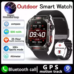 Impermeável Smart Watch para Homens, Rastreador de Esporte ao Ar Livre, Bluetooth Call Smartwatch, Militar, GPS, Lanterna, Bússola, Huawei, Xiaomi, Novo na internet