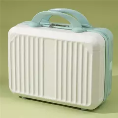 Mini caixa de maquiagem vintage, bolsa portátil de higiene pessoal, estojo pequeno para presentes cosméticos, caixa de senha compacta, 14";;VERDADEIRO;;"Estojo cosmético multifuncional de 14 polegadas,Branco com azul