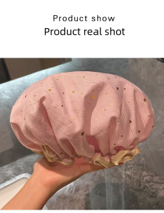 Tampa de banho impermeável de camada dupla para mulheres e crianças, touca de banho reutilizável, resistente a óleo e fumo, chapelaria durável, atacado