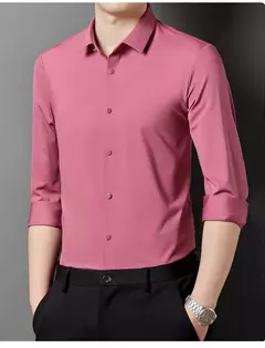 Camisa de spandex fina de manga comprida masculina, manga curta, elástica alta - comprar online