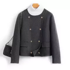 WwiyNee-casacos curtos de lã dupla face para mulheres, casacos bege, pescoço O, trespassado, outono, inverno, novo, H1343011, 2022 - comprar online