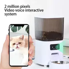 Alimentador automático para animais de estimação, 5l, com câmera, alimentador automático para gatos, dispensador inteligente de comida para cães, temporizador wi-fi, tigela de alimentação de aço inoxidável (sem plugue 5v 2a)