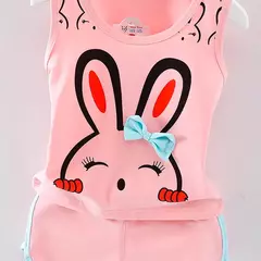 Imagem do Conjunto de pijamas casual infantil, roupas de bebê, colete bonito feminino, pijama infantil, roupas de treino infantis, verão, novo, 2 peças