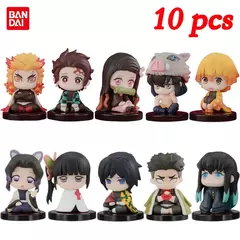Q Versão Demon Slayer Action Figure Set, Boneca Fantasma Sentada, Tanjiro, Nidouzi, Inosuke, Zenizu Movie Model, Kid Toy Gift, 10pcs
