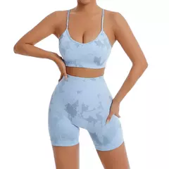 Fato de treino feminino com 2 peças, roupas esportivas, roupas de ioga, fitness, roupas esportivas, academia, musculação, verão, 2024 - comprar online