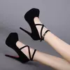 Sandálias clássicas de salto alto para mulheres, sapatos de plataforma com alça no tornozelo sexy para senhoras, nova moda, verão, 2024