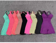Imagem do Macacão rosa push up feminino, roupa de ginástica, macacão fitness, roupas esportivas de ioga, conjunto de treino 2024