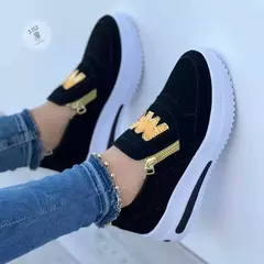 Tênis casuais estampados m para mulheres, sapatos vulcanizados, plataforma com zíper lateral, tamanho positivo, calçados femininos - Wolf Magazine