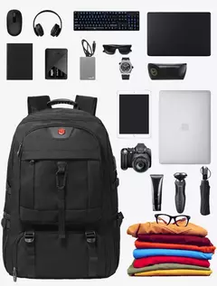 Mochila de Viagem Grande Impermeável Para Homens, Compartimento Separado De Sapatos, Bolsa De Negócios, Esportes Ao Ar Livre, Mochilas De Armazenamento Pretas, 50L, 80L