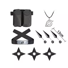Imagem do Anime naruto cosplay kakashi acessórios brinquedos figura de ação luvas bandana kunai máscara uchiha luvas conjunto presente