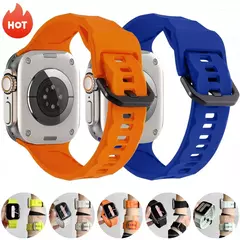 Banda de silicone para apple watch pulseira 49mm 45mm 41mm esporte pulseira 44mm 40mm 42mm 38mm pulseira iwatch ultra 9 8 7 6 se 5 4 cinto - loja online