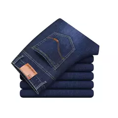 Homens de negócios calças jeans retro clássico denim calças casuais estiramento luxo jeans moda masculina denim pant homme - Wolf Magazine