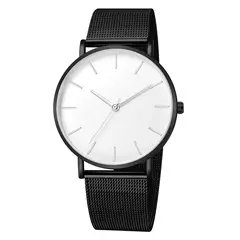 Relógio de pulso de malha de aço inoxidável feminino, feminino Fashion, Casual, Simples, Quartzo, Hora de Metal, Feminino, Preto na internet
