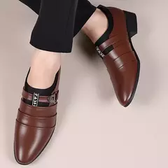 Sapato de couro clássico masculino, Deslizar, Dedo apontado, Oxfords, Formal, Casamento, Festa, Escritório, Negócios, Vestido casual, Masculino na internet