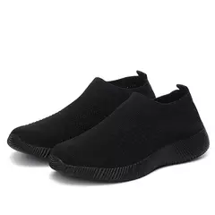 2024 novos sapatos casuais moda tênis para mulheres andando cor sólida tênis feminino deslizamento em meia senhoras sapatos planos mulher - loja online