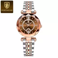 Imagem do POEDAGAR-Relógio de Luxo Feminino, Alta Qualidade, Diamante, Quartzo, Impermeável, Data, Aço Inoxidável, Senhoras Relógios, Caixa Incluída