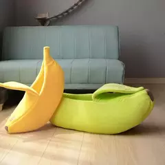 Banana gato cama casa engraçado bonito aconchegante gato esteira camas quente durável portátil pet cesta canil cão almofada gato suprimentos multicolorido - loja online