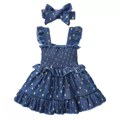 Baby Girl's Golden Dot Slip Dress, Criança Princesa Vestidos com Headband, Moda Verão, Festa, 3-24Meses Infantil, 2Pcs Set - comprar online