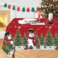Imagem do Toalha de mesa Merry Christmas Snowman para decoração de casa, toalha de mesa, inverno, ano novo, 2022, 2024