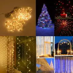 3m x 3m solar led cortina de luz da corda guirlanda luzes de natal casamento fada luz festa quintal jardim decoração iluminação do feriado na internet