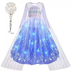 2024 halloween carnaval congelado menina princesa roupas clássicas fantasia cosplay vestido branco elsa led strip vestuário traje - loja online