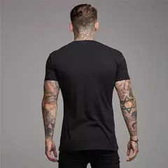 Camiseta de manga curta para musculação masculina, camiseta esportiva, roupa de algodão, gola V, respirável, ginástica, fitness, treino, verão na internet