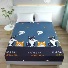Poliéster ajustável dos desenhos animados cabido folha, King Bed Sheets, casal tampa de cama, travesseiro elástico capa, novo, excluindo na internet