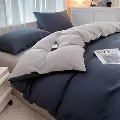 Conjunto de cama de tecido com escova de cor sólida, 2 lados, 4 peças, capa de edredom, fronha, lençol, colcha, único, queen, king size - Wolf Magazine