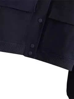 Willshela-Jaquetas bomber monocromáticas femininas, casaco com bolsos, decote em v, peito único, mangas compridas, roupas chiques para senhora, moda feminina - loja online
