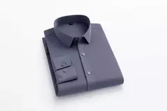 Camisa elástica de manga comprida masculina, camisa gola alta, sem engomar, vestido de negócios, traje profissional de trabalho