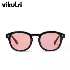 Clássico johnny depp redondo óculos de sol feminino retro arroz prego pequeno oval óculos de sol masculino tony azul óculos de sol oceano lente uv400 - comprar online