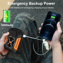 Ventilador portátil com clipe de cintura, 5000mAh, recarregável por USB, refrigerador de ar poderoso, ventilador de cintura para acampamento ao ar livre com banco de potência, luz LED - comprar online