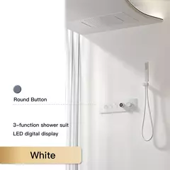Sistema de chuveiro de bronze preto de luxo wall-mounted led display digital design frio & quente duplo-controle de 4 funções torneira de chuveiro de teto - Wolf Magazine