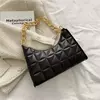 Bolsa feminina com padrão de diamante, luxuoso couro PU, cor sólida, bolsa de ombro de nicho, tendência feminina, bolsa para telefone axilas