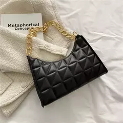 Bolsa feminina com padrão de diamante, luxuoso couro PU, cor sólida, bolsa de ombro de nicho, tendência feminina, bolsa para telefone axilas - loja online