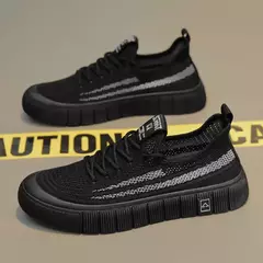 Tênis de malha respirável masculino, leve, confortável, meias antiderrapantes, sapatos esportivos e de lazer, tendência, verão - loja online