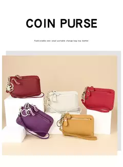 Royal Bagger-carteira curta para mulheres, couro genuíno de vaca, bolsa de embreagem fofa, porta-moedas com zíper, porta-cartão com chaveiro, na moda na internet
