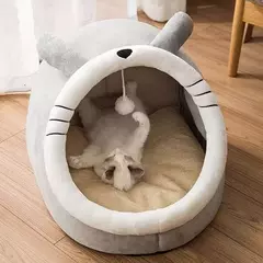 Tenda para animais de estimação, cama de caverna para gatos, cães pequenos, auto-aquecimento, cama para gatos, cabana confortável, cama de dormir para animais de estimação, dobrável, removível e lavável